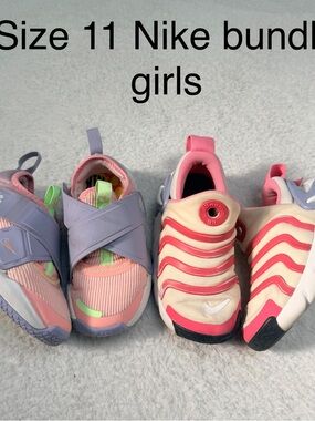 Nike girls Dynamo Go Flyease and Nike Flex Advance girls sneakers bundle size 11